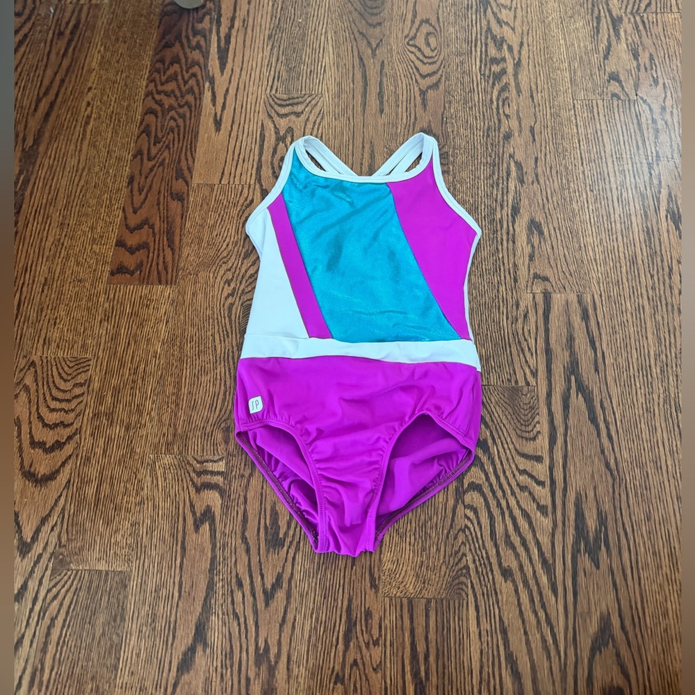Sylvia P Girls Colorblock One-Piece Gymnastics Leo - Pink & Teal